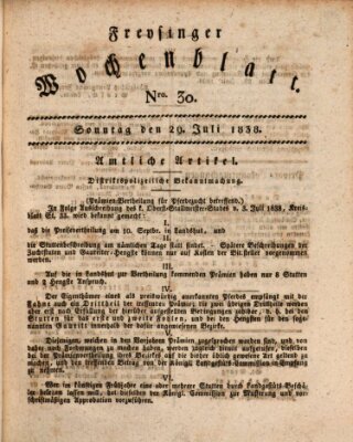 Freisinger Wochenblatt Sonntag 29. Juli 1838