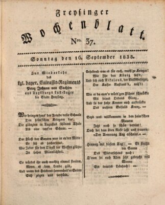 Freisinger Wochenblatt Sonntag 16. September 1838