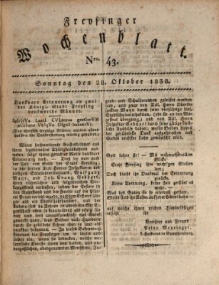 Freisinger Wochenblatt Sonntag 28. Oktober 1838