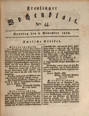 Freisinger Wochenblatt Sonntag 4. November 1838