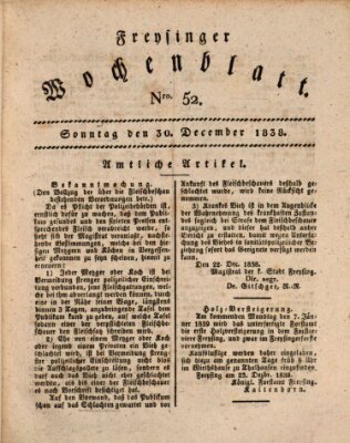 Freisinger Wochenblatt Sonntag 30. Dezember 1838