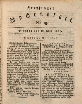 Freisinger Wochenblatt Sonntag 12. Mai 1839