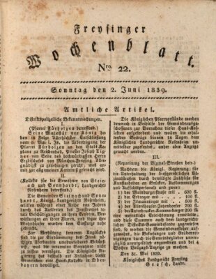 Freisinger Wochenblatt Sonntag 2. Juni 1839