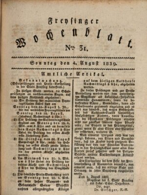 Freisinger Wochenblatt Sonntag 4. August 1839