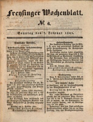 Freisinger Wochenblatt Sonntag 7. Februar 1841