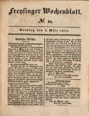 Freisinger Wochenblatt Sonntag 7. März 1841