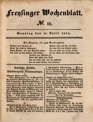 Freisinger Wochenblatt Sonntag 11. April 1841