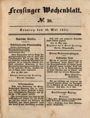 Freisinger Wochenblatt Sonntag 16. Mai 1841