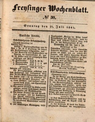 Freisinger Wochenblatt Sonntag 25. Juli 1841