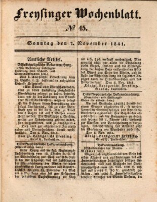 Freisinger Wochenblatt Sonntag 7. November 1841