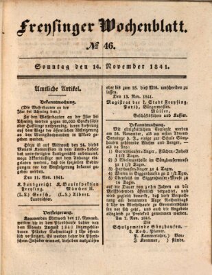 Freisinger Wochenblatt Sonntag 14. November 1841