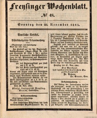 Freisinger Wochenblatt Sonntag 28. November 1841