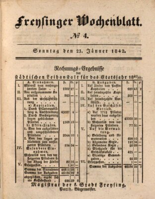 Freisinger Wochenblatt Sonntag 23. Januar 1842