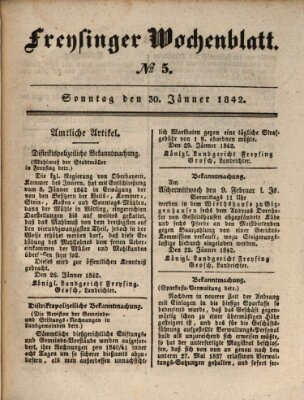 Freisinger Wochenblatt Sonntag 30. Januar 1842