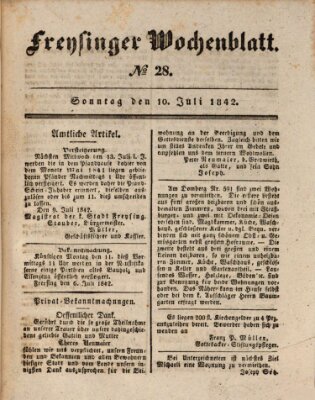 Freisinger Wochenblatt Sonntag 10. Juli 1842