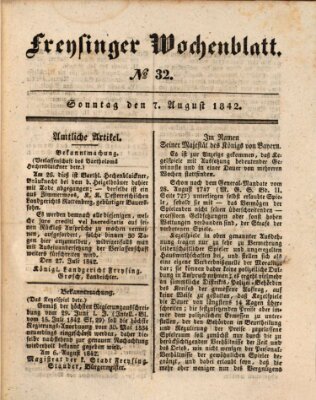 Freisinger Wochenblatt Sonntag 7. August 1842