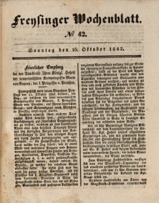 Freisinger Wochenblatt Sonntag 16. Oktober 1842