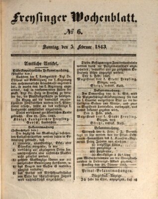 Freisinger Wochenblatt Sonntag 5. Februar 1843