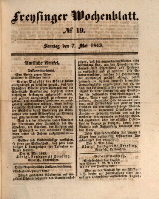 Freisinger Wochenblatt Sonntag 7. Mai 1843