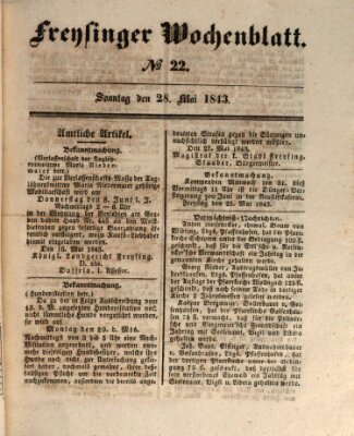 Freisinger Wochenblatt Sonntag 28. Mai 1843