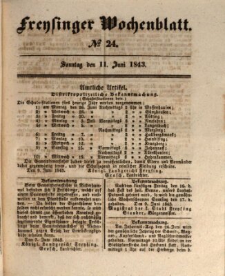 Freisinger Wochenblatt Sonntag 11. Juni 1843