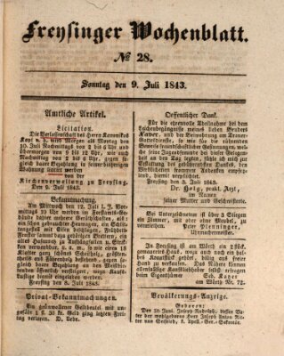 Freisinger Wochenblatt Sonntag 9. Juli 1843