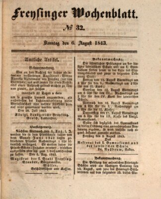 Freisinger Wochenblatt Sonntag 6. August 1843