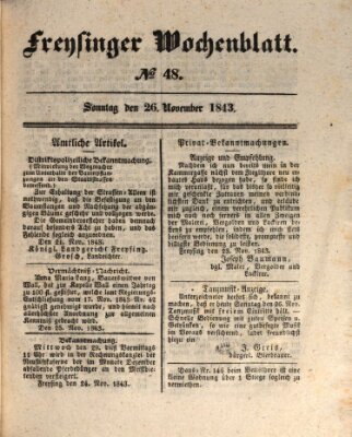 Freisinger Wochenblatt Sonntag 26. November 1843