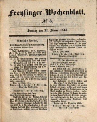 Freisinger Wochenblatt Sonntag 21. Januar 1844