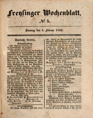 Freisinger Wochenblatt Sonntag 4. Februar 1844