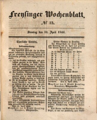 Freisinger Wochenblatt Sonntag 14. April 1844