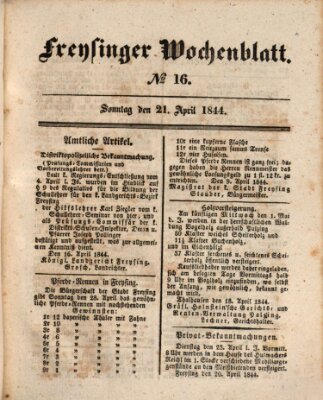 Freisinger Wochenblatt Sonntag 21. April 1844