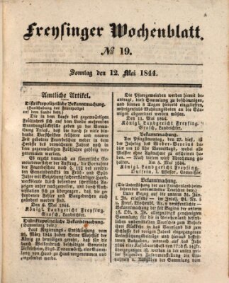 Freisinger Wochenblatt Sonntag 12. Mai 1844