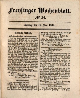 Freisinger Wochenblatt Sonntag 16. Juni 1844