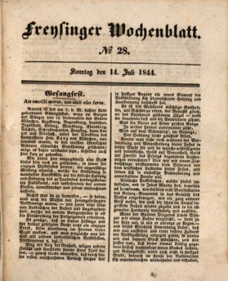 Freisinger Wochenblatt Sonntag 14. Juli 1844