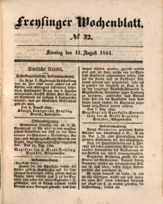 Freisinger Wochenblatt Sonntag 11. August 1844