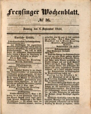 Freisinger Wochenblatt Sonntag 8. September 1844