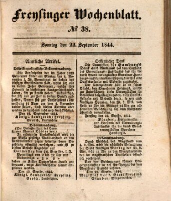 Freisinger Wochenblatt Sonntag 22. September 1844