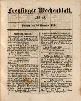 Freisinger Wochenblatt Sonntag 10. November 1844