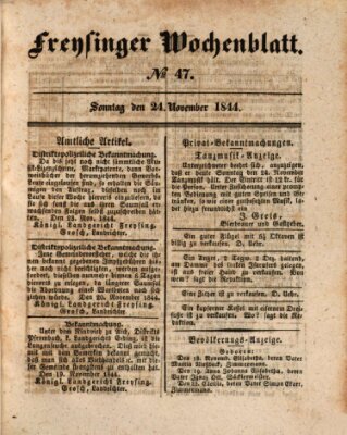 Freisinger Wochenblatt Sonntag 24. November 1844