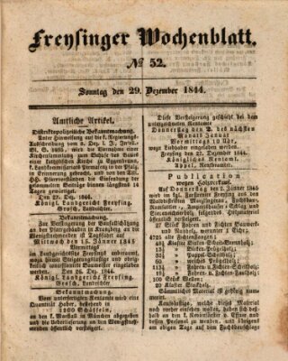 Freisinger Wochenblatt Sonntag 29. Dezember 1844