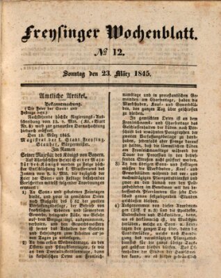 Freisinger Wochenblatt Sonntag 23. März 1845