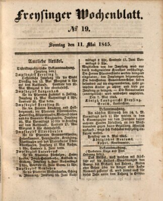 Freisinger Wochenblatt Sonntag 11. Mai 1845