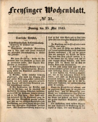 Freisinger Wochenblatt Sonntag 25. Mai 1845