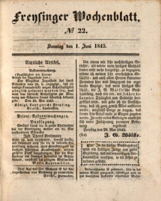 Freisinger Wochenblatt Sonntag 1. Juni 1845