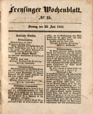 Freisinger Wochenblatt Sonntag 22. Juni 1845