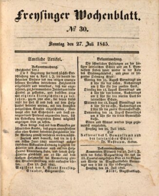 Freisinger Wochenblatt Sonntag 27. Juli 1845