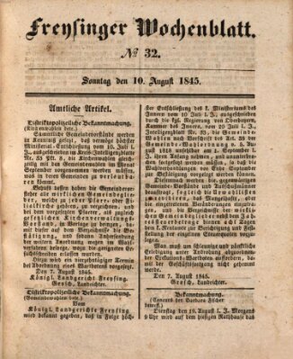 Freisinger Wochenblatt Sonntag 10. August 1845