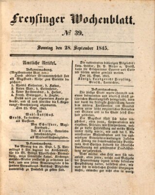 Freisinger Wochenblatt Sonntag 28. September 1845