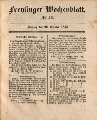 Freisinger Wochenblatt Sonntag 26. Oktober 1845